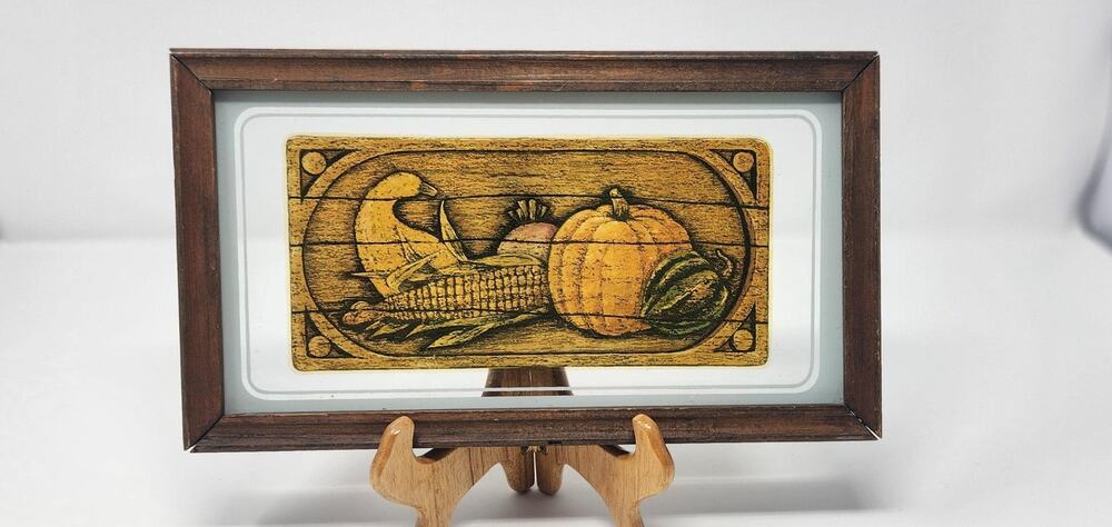 Window Fall Vegetable Wall Art | Goards and Corn | Vintage